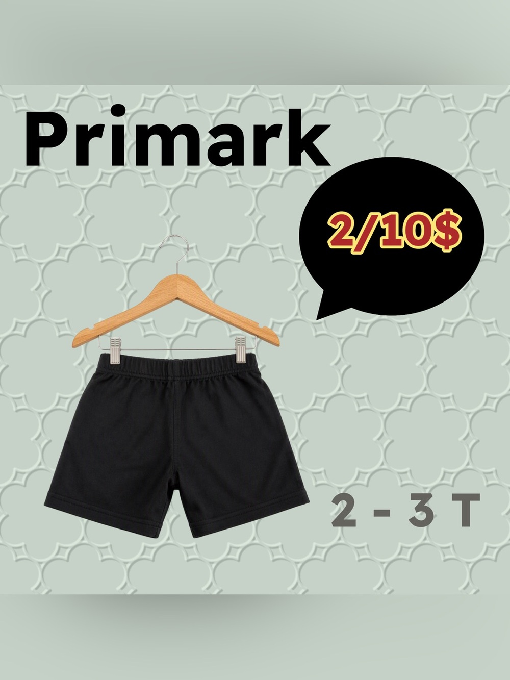 🌈2/10$ 🇮🇪👍VGUC PRIMARK | 2-3 T | Unisex black basics Toddler biker Shorts